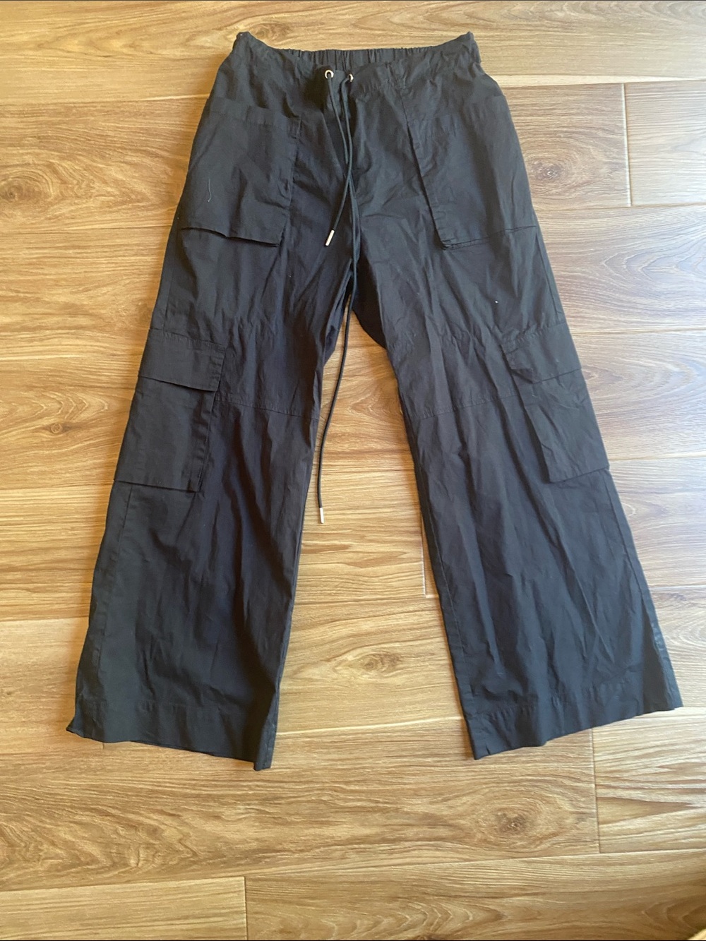 Women’s Black Cargo “parachute”Drawstring Pants